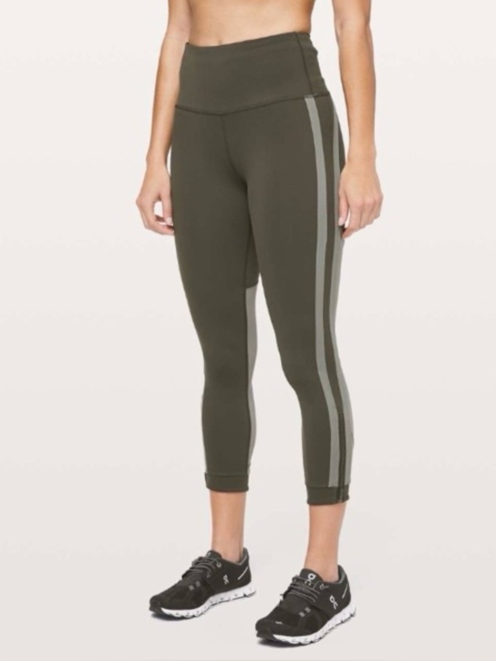 Lululemon Zip The Line Crop 23” Dark Olive / Grey Sage 8